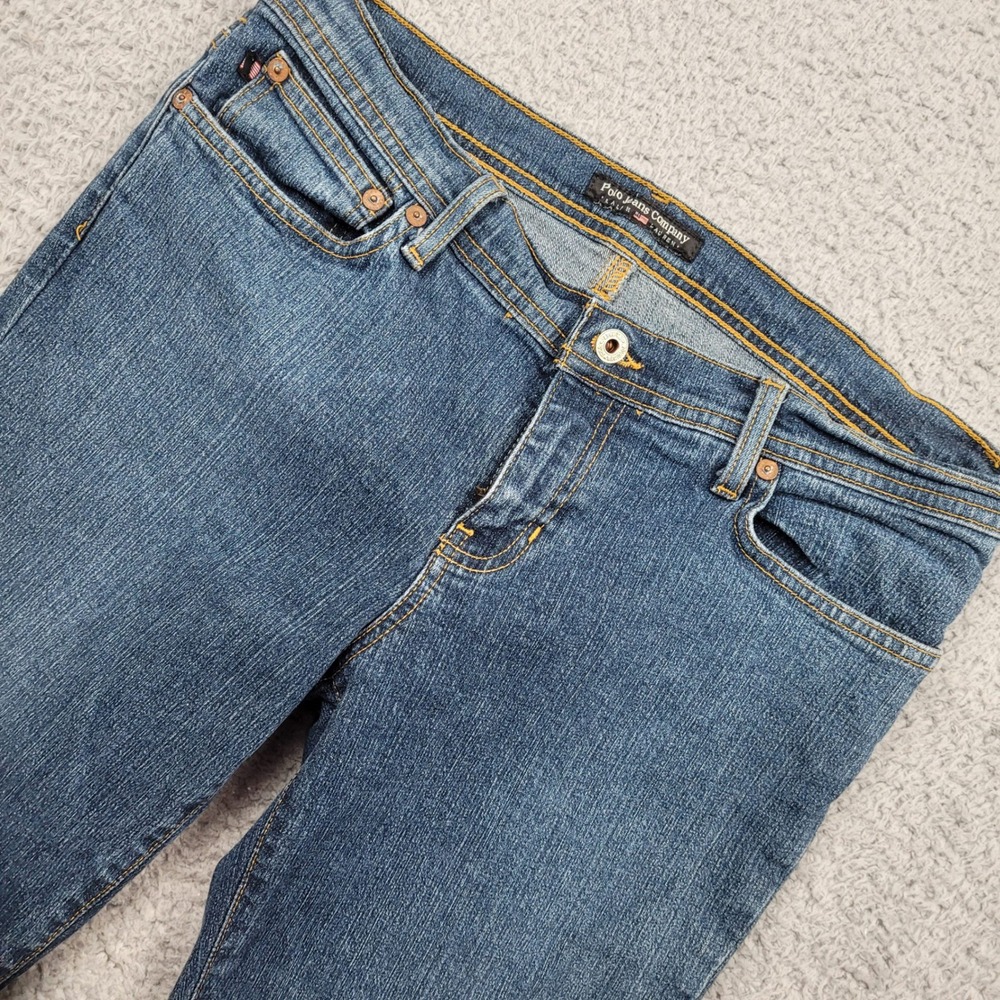 Polo‎ Jeans Company Women's Blue Denim Cuffed Cropped Jeans